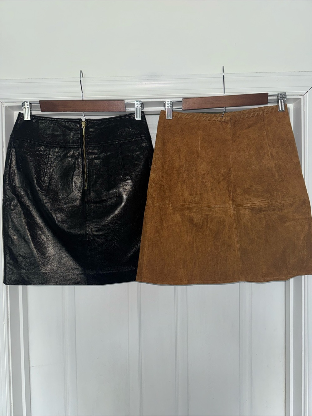 Bundle of Two Leather Mini Skirts XS 2 Zara Express Black Brown - Picture 4 of 8